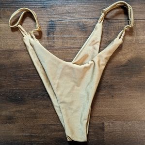 Scrunch Butt High Leg Gold Nude Bikini Bottoms